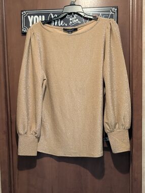 Alex And Parker Gold Shimmer Long-Sleeve Blouse